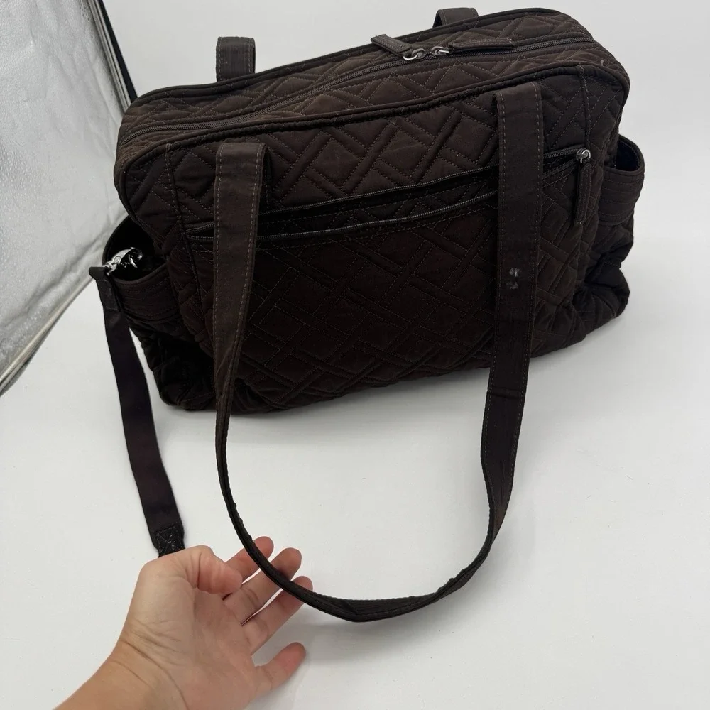 Vera Bradley Stroll Around Baby Bag Espresso Brown Quilted‎ Diaper Tote Travel
